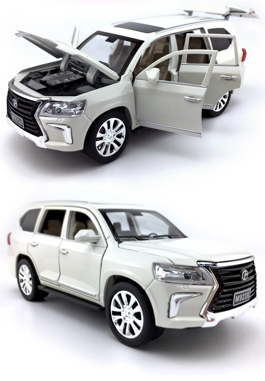 Литая модель автомобиля из 1:24 сплава для Lexus LX570, игрушечный автомобиль отличного качества для коллекции, вытяжной автомобиль со звуком и светильник