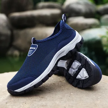 

REETENE Fashion Men Casual Shoes Trainers Sneaker Loafers Slip-On Summer Breathable Air Mesh Men'S Sneakers Summer Men Loafers