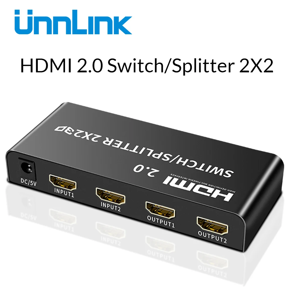 Unnlink HDMI 2,0 2 в 2/4 выход HDCP2.2 4 k@ 60Hz HDR HDMI переключатель сплиттер 2x2/4 оптический 3,5 мм аудио для ТВ проектора PS4 xbox - Цвет: HDMI2.0 2X2