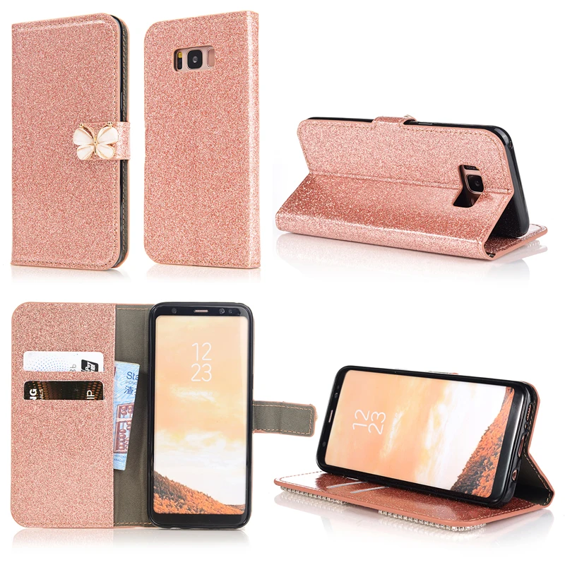 

Wallet Card Slots Leather Cover For Samsung S10 S8 S9 Plus Note 8 Note 9 A20 A30 A50 A70 M20 Flip Case bowknot Diamond