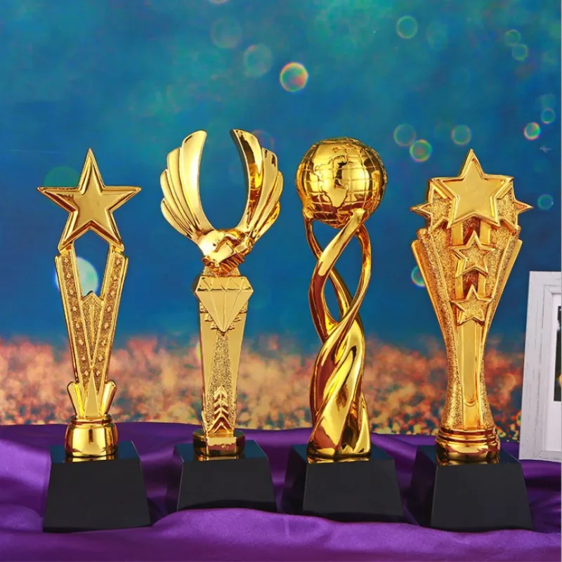 

Creative Resin Trophy Home Decoration Supplies Gold-plated School Sports Resin Trophy Company Annual Awards Supplies