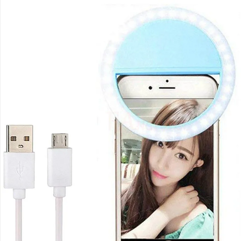 

USB Charge Selfie Ring Light for Iphone Portable Flash LED selfie ring light video light for Phone Night Enhancing light clip