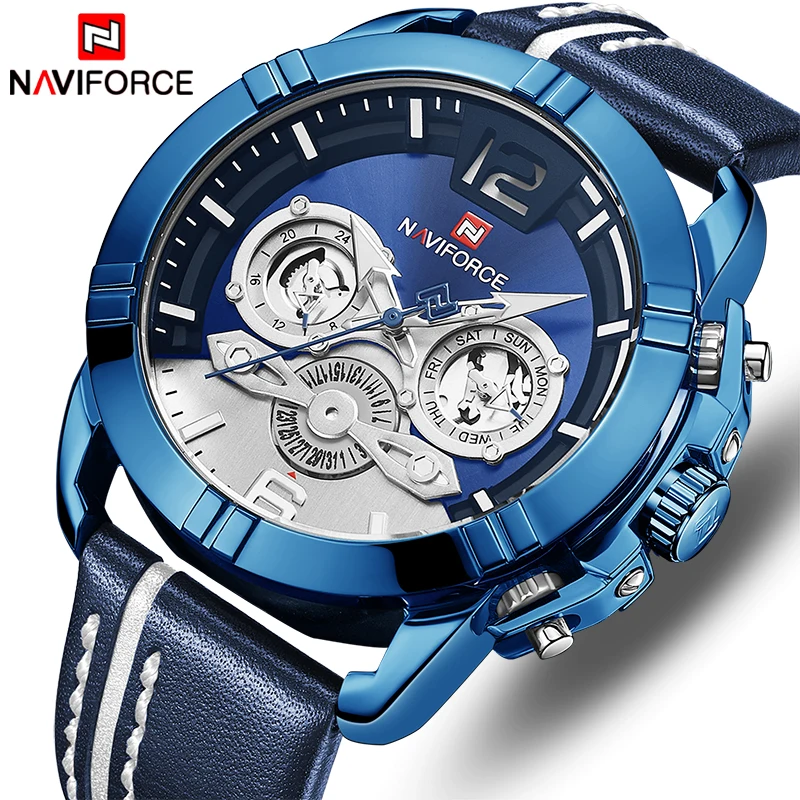 Часы наручные NAVIFORCE Мужские кварцевые роскошные Брендовые спортивные