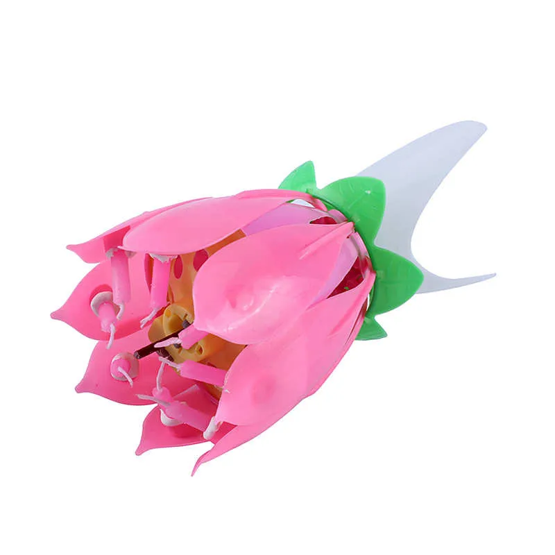 1 шт. Романтический музыкальный цветок лотоса с днем рождения Подарочная свеча