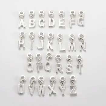 

Alloy 26 Letter Hanging Dangle European Beads Charms for Women Pendants Jewelry Silver Color Bracelets Necklace Making