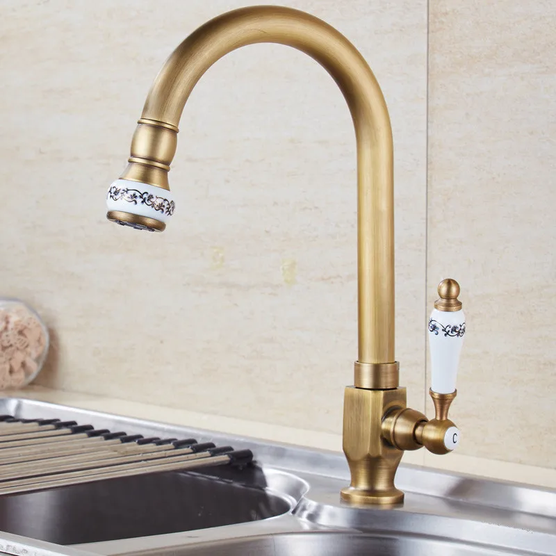 Kitchen Faucet Antique Brass Ceramic Kitchen Faucet Single Cold Water Faucet Deck Mounted Swivel Sink Tap Single Handle Torneira Kitchen Faucet Antique Brass Ceramic Kitchen Faucet Single Cold Water Faucet Deck Mounted Swivel Sink Tap Single Handle Torneira