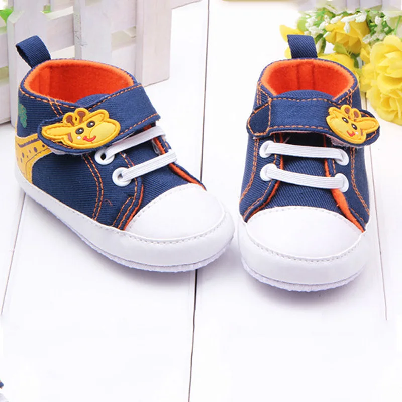 Детская парусиновая нескользящая обувь с рисунком жирафа для маленьких мальчиков; обувь для малышей с мягкой подошвой; обувь для малышей