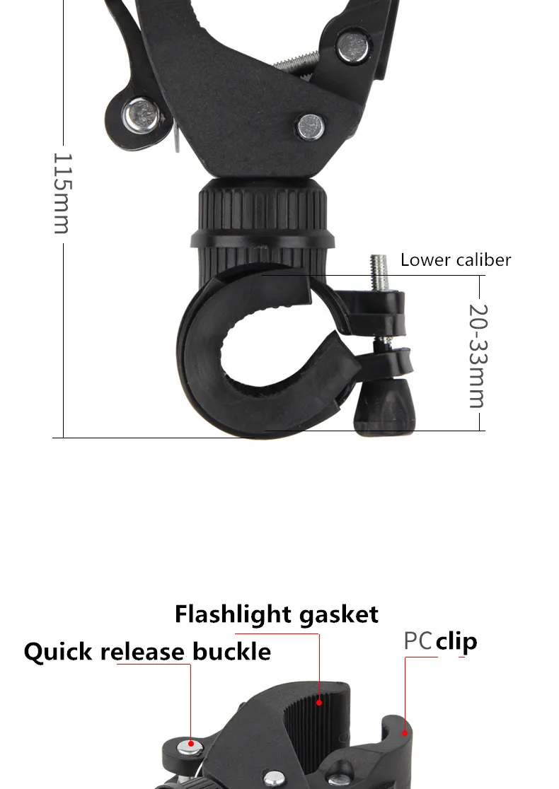 Top Bicycle handlebar lamp holder 360 degree rotating flashlight bracket plastic clip mountain bike front bracket 1 Top Bicycle handlebar lamp holder 360 degree rotating flashlight bracket plastic clip mountain bike front bracket 1