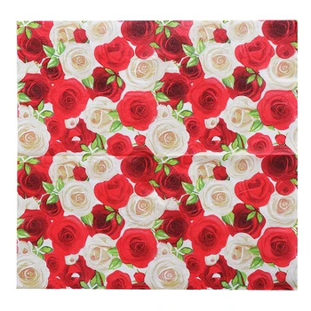 

20 vintage napkins paper red pink white rose tissue printed flower decoupage wedding party hotel decor serviettes handkerchief