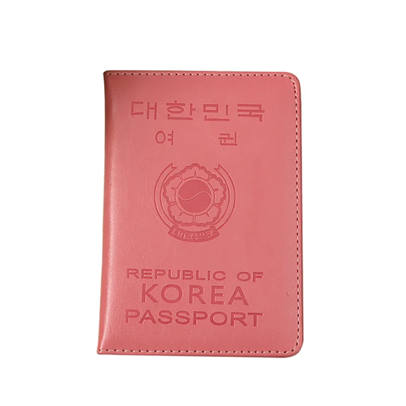 DIKEDAKU South Korea Travel Passport Cover Unisex Soft Pu Leather Passport Holder Pink Cute Women Cover for Passport 10 Colours - Цвет: Розовый