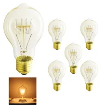 5xA19 лампочка старинные ретро Эдисон лампа E27 Лампа накаливания 220 В пламени фонари наружного освещения lampadina Рождество затемнения