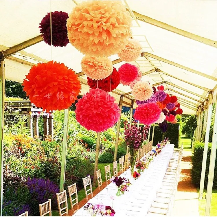 Лидер продаж! 20 шт 4 ''(10 см) бумажные помпоны для украшения свадебной вечеринки DIY цветочные шарики яркие бумажные цветы 16 цветов