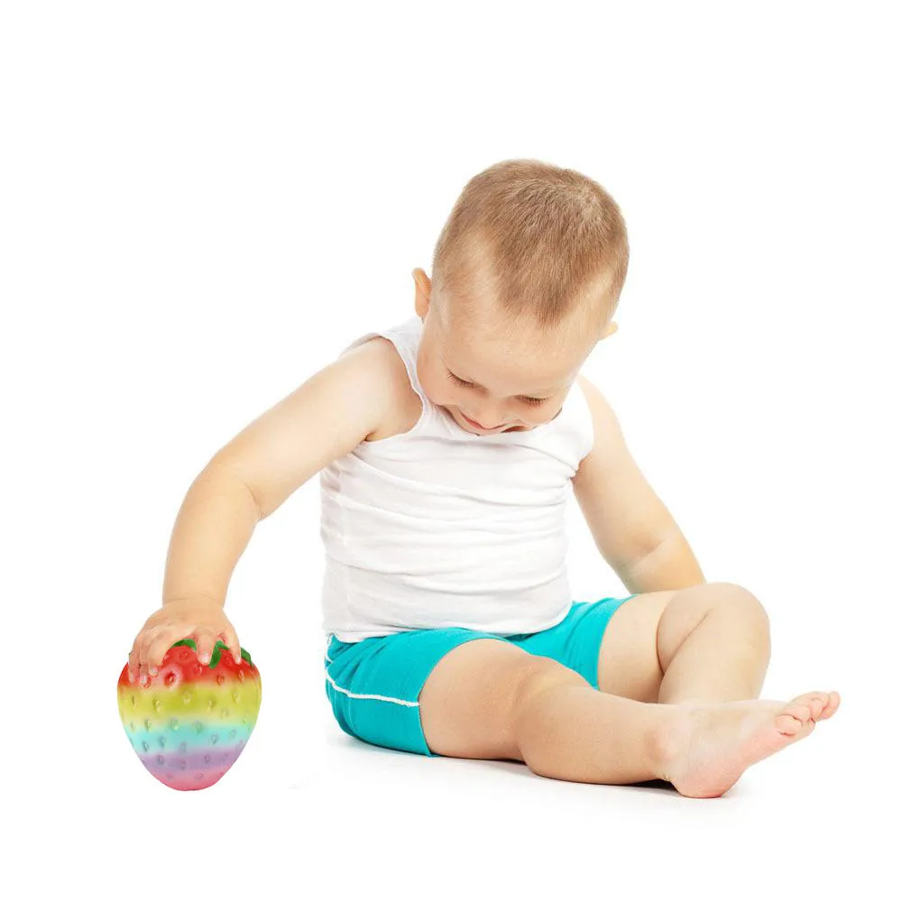 12cm Rainbow Strawberry Cream Scented Squishy Toy Slow Rising Squeeze Strap Kids Toy7.8gh