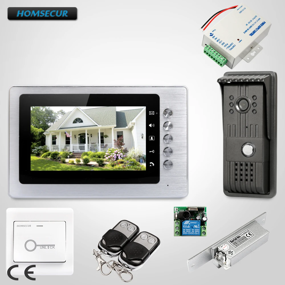 

HOMSECUR 7" Wired Video Door Entry Security Intercom Electric Strike Lock Set Included XC003+XM705