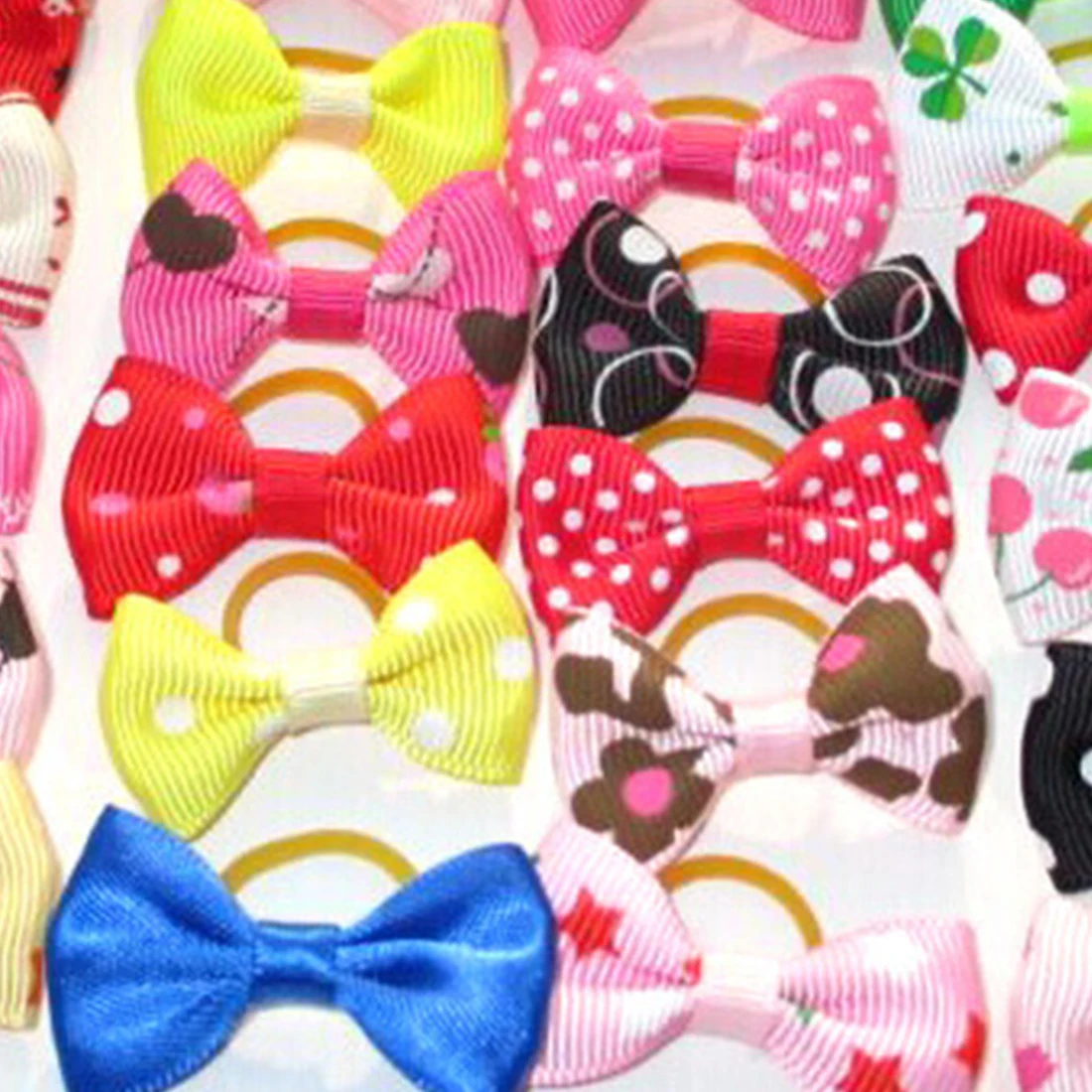 

20Pcs Cute Ribbon Pet Grooming Accessories Handmade Small Dog Cat Hair Bows With Elastic Rubber Band 2018 random delivery