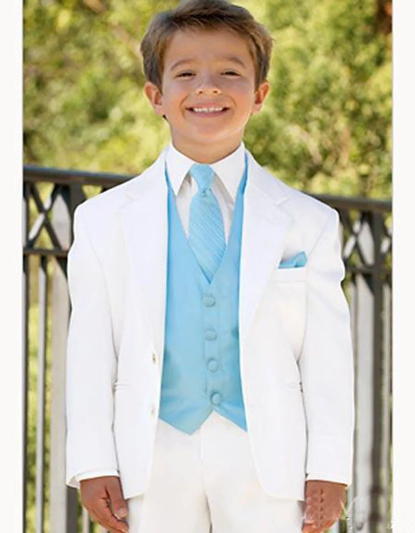 Sky Blue Vest&amp;Tie Kids Formal Suits Custom Made Wedding