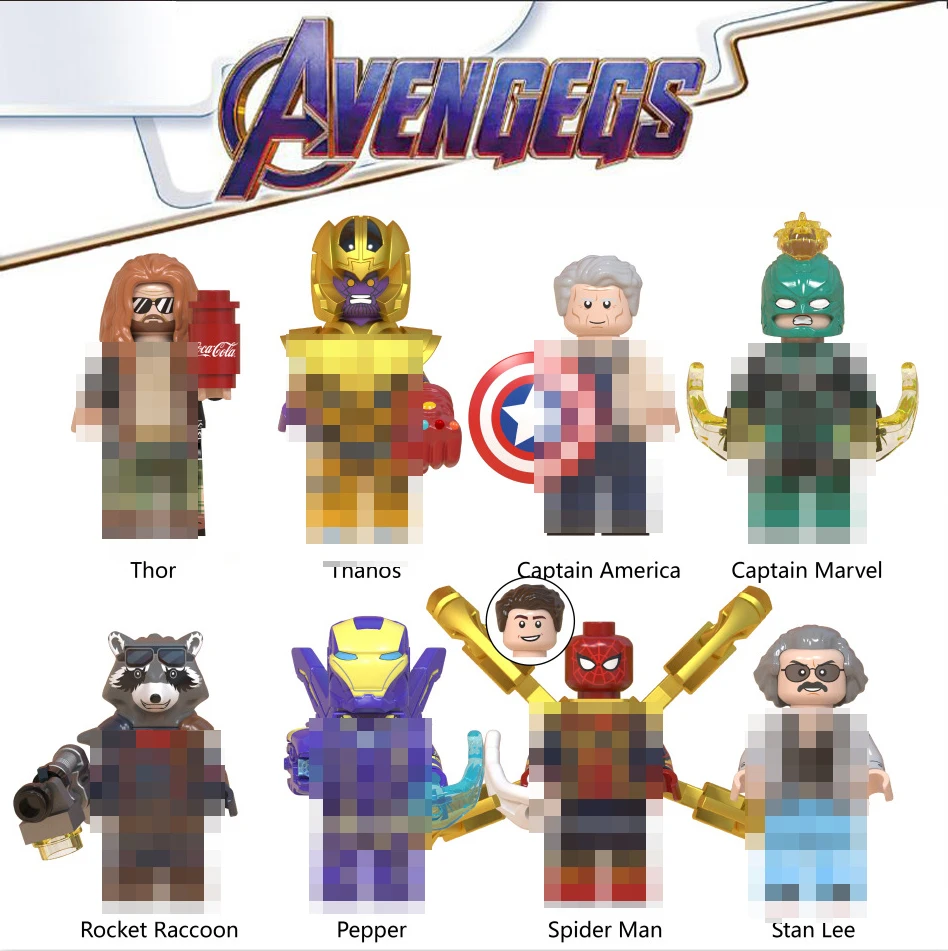 

For Hot Sale Captain America Marvel Avengers Endgaan Figures Thanos Thor Pepper Building Blocks Toys Bricks