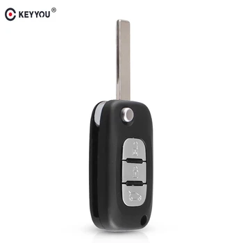 

KEYYOU Uncut Key Shell Case For Renault Clio Megane Kangoo Modus Auto 3 Button Flip Folding Car Remote Key Cover Fob Styling