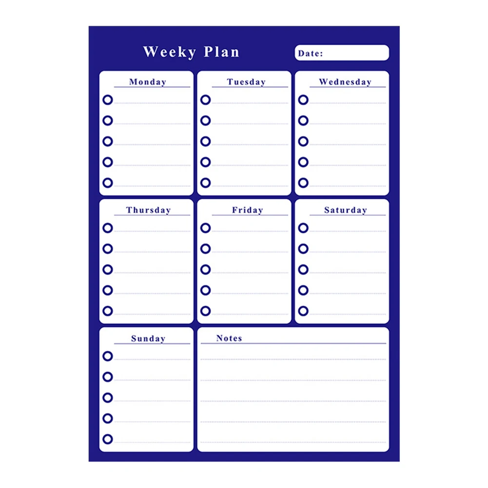Прочный ежедневный планировщик с защитой от пятен перезаписываемый месяц магнитная доска календарь стираемый практичный для холодильника Памятка для кухни дома - Цвет: Weekly Dark Blue