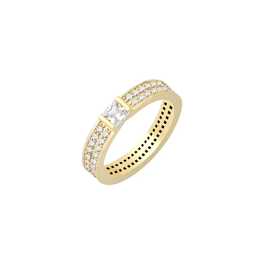 Austrian Crystals Couple Rings Gold Color Anelli Donna Layered Engagement Rings For Women Elegant Wedding Jewelry Bague Femme
