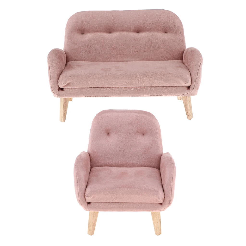 MagiDeal Miniature 1/6 Single and Double Sofa Couch Set Furniture Action Figure - 12in Dolls House AccessorIes