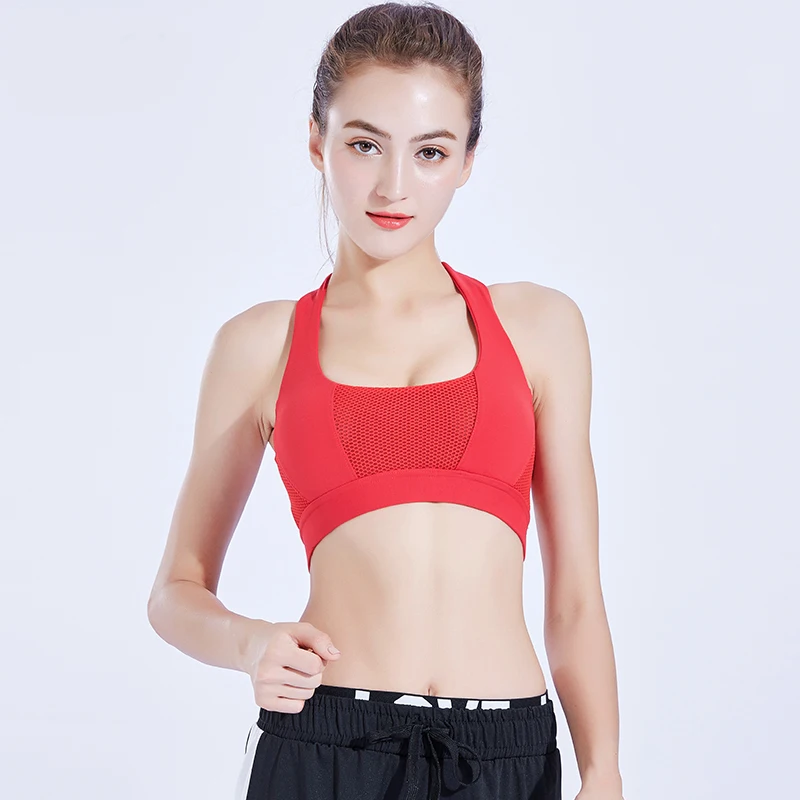 

FeelKe Fashion Gym Bra Diagonal Back Straps Women's Sport Bra
