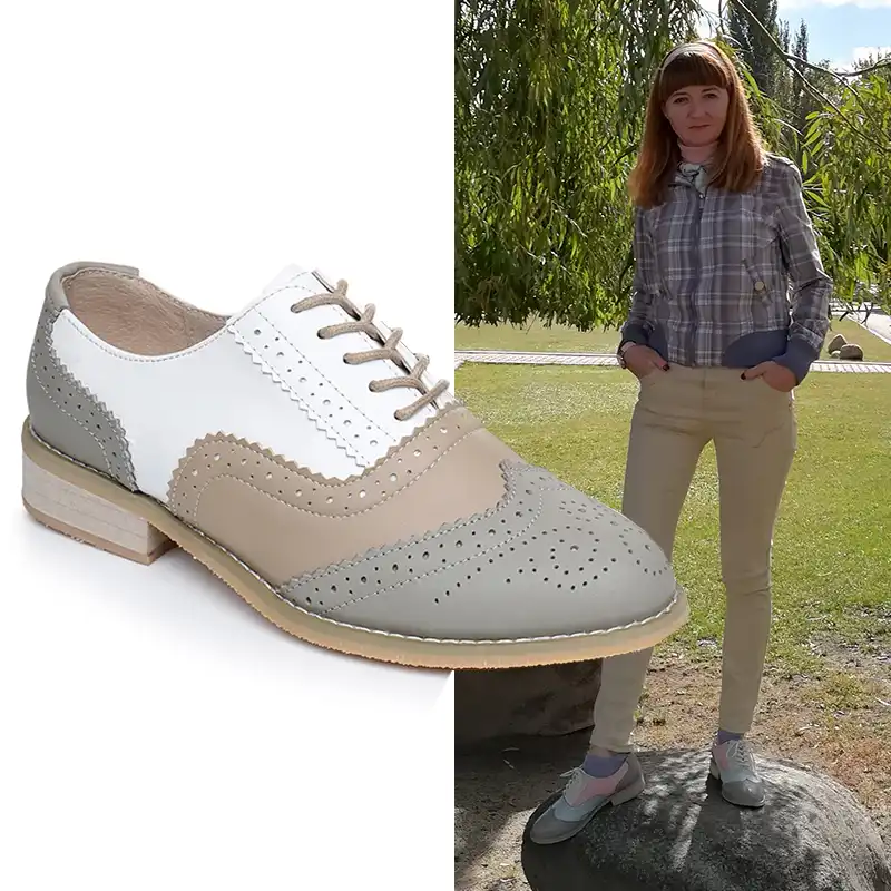 Gray leather flats Silver stars gray Oxfords