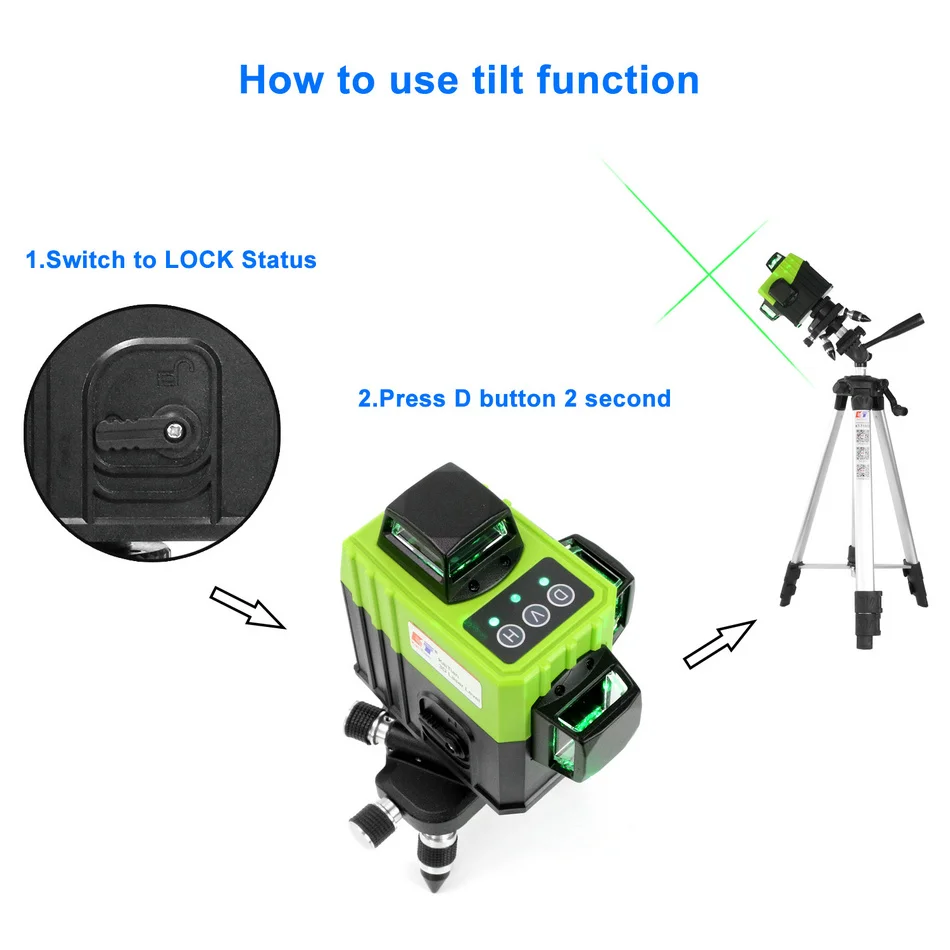 Billig KaiTian 12 Linien 3D Laser Level Stativ Selbst Nivellierung Kreuz Horizontale 360 Vertikale Grüne Laser Empfänger Strahl Linie Livella ebenen