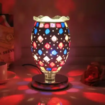 

Creative Retro Mosaic Stained Glass Lamps Warm Decorative Plug-in Aromatherapy Table Lamp Study Bedroom Bedside DF87