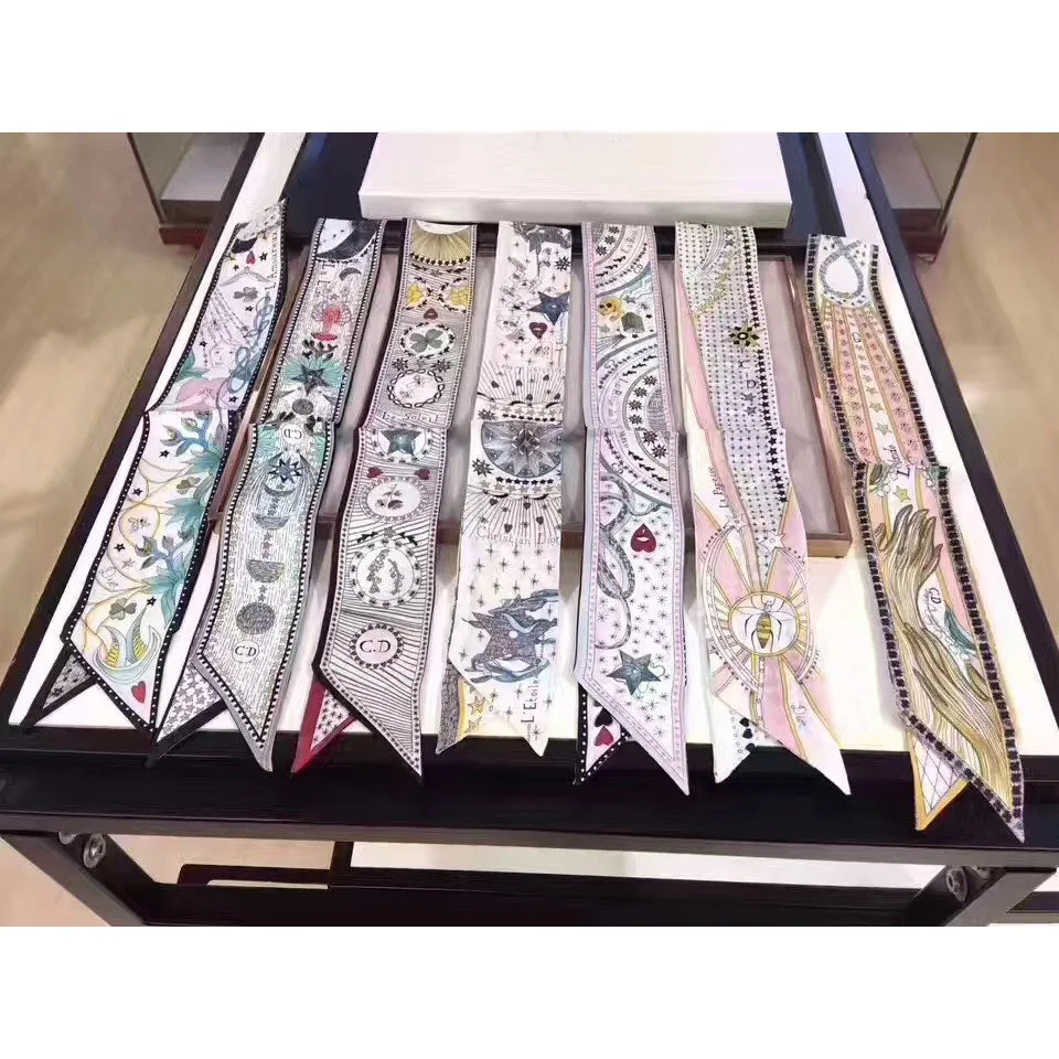  Tarot Series Double-deck Two-sided Printing Twill Small Bind Bag Handle Imitate Silk Scarf Ribbon H - 32904208135