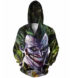 Majin Джокер Zip-Up Hoodie Бэтмен Dragonball Z кроссовер Джокер Супер Saiyan 3D кофты на молнии Для женщин Для мужчин наряды джемпер