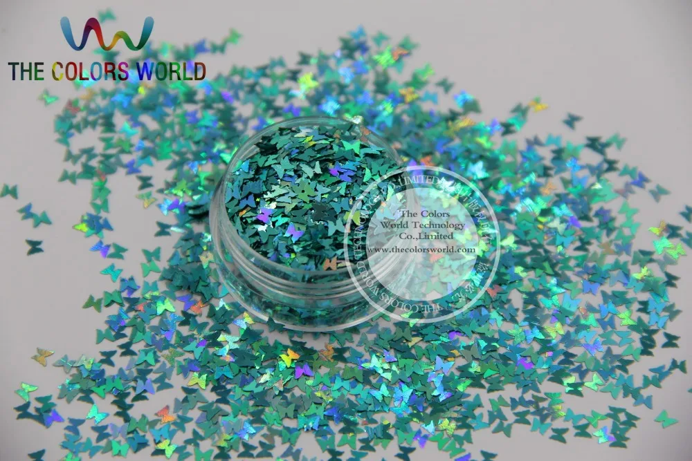 

L-72 Size 3 mm laser holographic Baby Blue color Glitter paillette butterfly shape spangle for DIY supplies1pack=50g