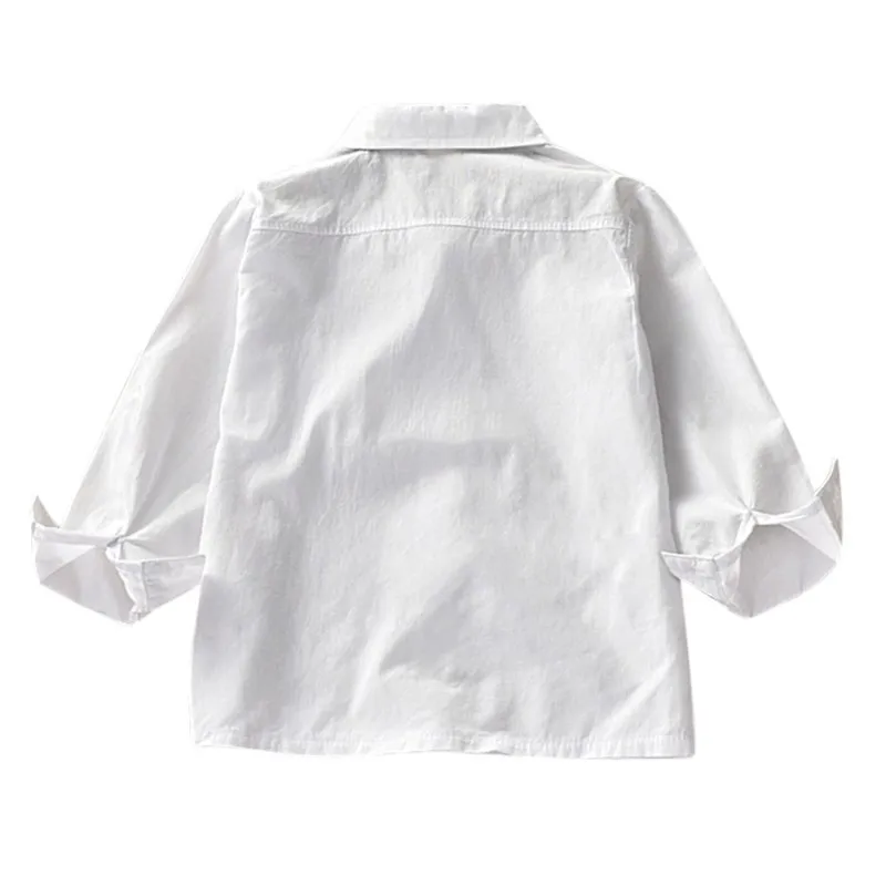 Новинка; стильная детская белая рубашка для маленьких девочек; топы; Повседневная блузка с длинными рукавами и вышивкой; рубашки; удобная одежда