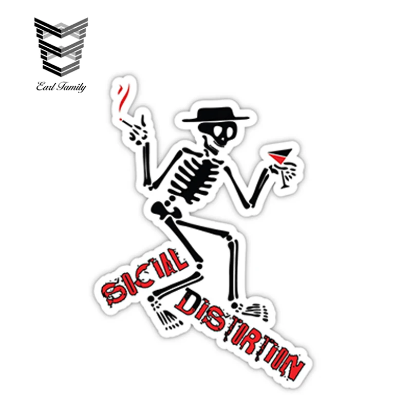 

EARLFAMILY 13cm x 9cm SOCIAL DISTORTION Vinyl Stickers Car Decal Fashion Funny Window Bumper Sticker