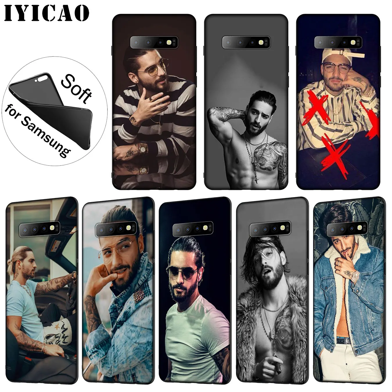 

IYICAO Maluma Soft Silicone Phone Case for Samsung Galaxy S10 S9 S8 Plus S6 S7 Edge S10e E TPU Black Cover
