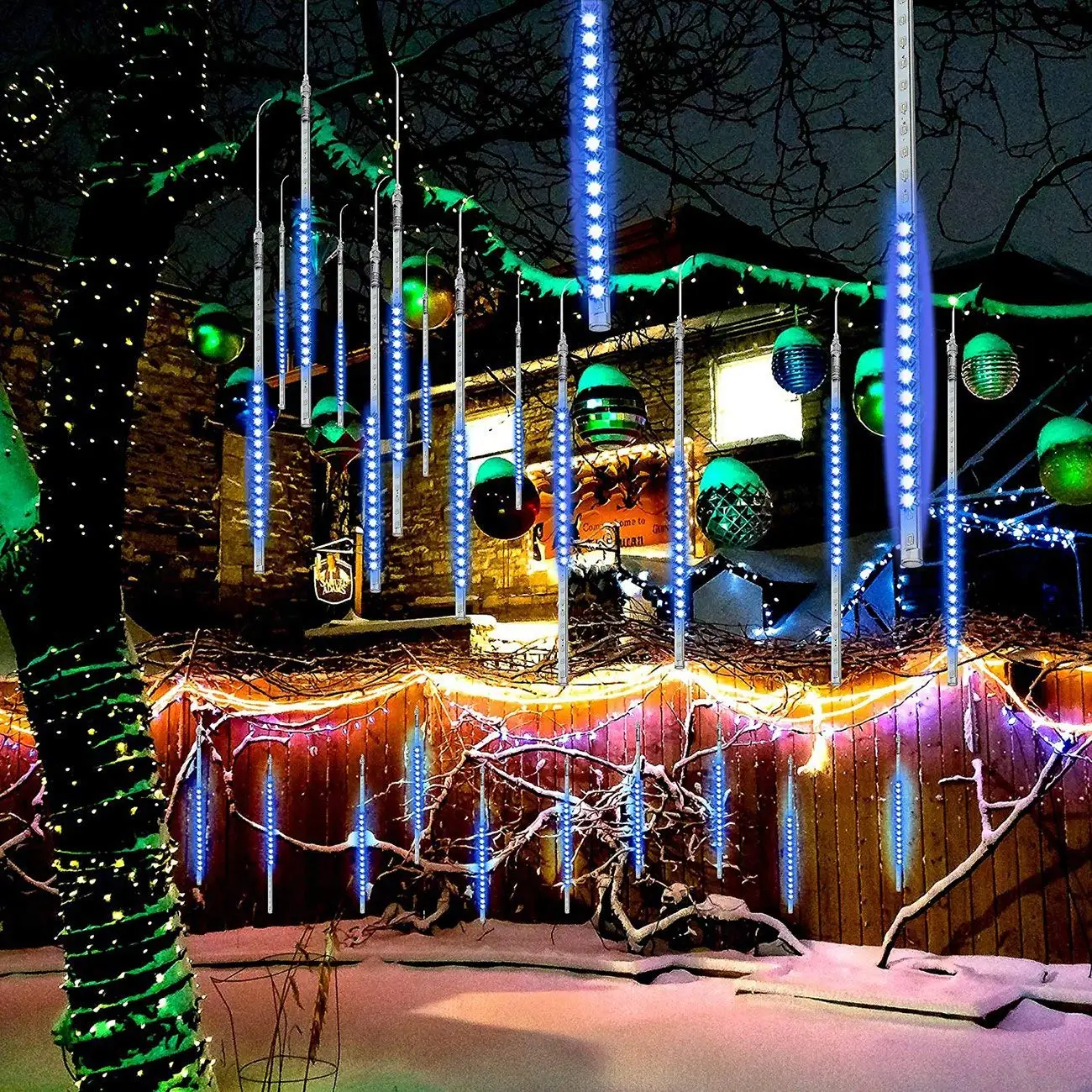 Светодиодный метеорный поток светильник s 30 см 50 см Водонепроницаемый Рождественское украшение светильник светодиодный строка светильник s вечерние Рождественский светильник s для создания сказочной атмосферы на открытом воздухе светильник