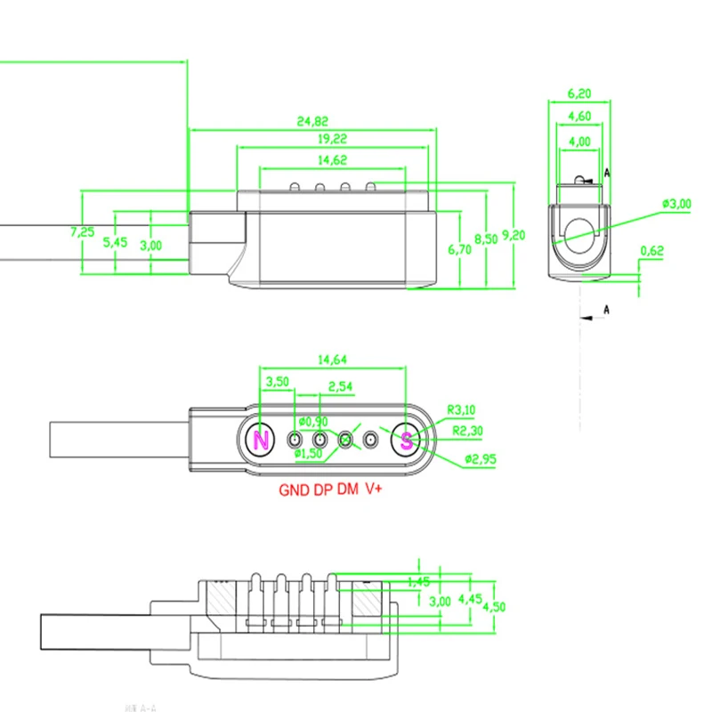 4 Pin магнит заряд-тип, кабель для зарядки для Q100 Q750S T88 A20 A20S TD05 V6G Q403 Смарт-часы Мощность зарядный USB кабель для передачи данных кабель