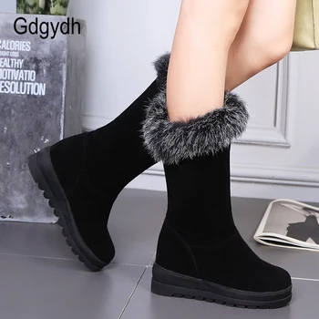 

Gdgydh Wholesale Woman Winter Shoes Wedges Female Rubber Sole Shoe Good Quality Fur Warm Snow Boots Large Size 43 Free Shipping