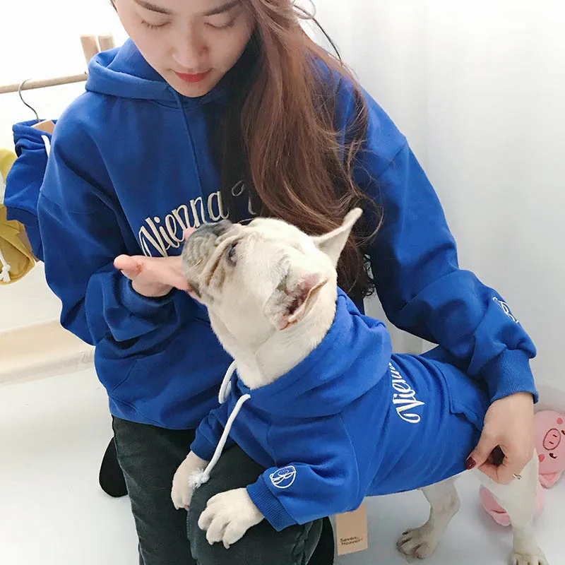HSWLL Pet осенне-зимняя одежда для собак Одежда для родителей и детей Двусторонняя бархатная утепленная одежда с капюшоном для щенка, французский B
