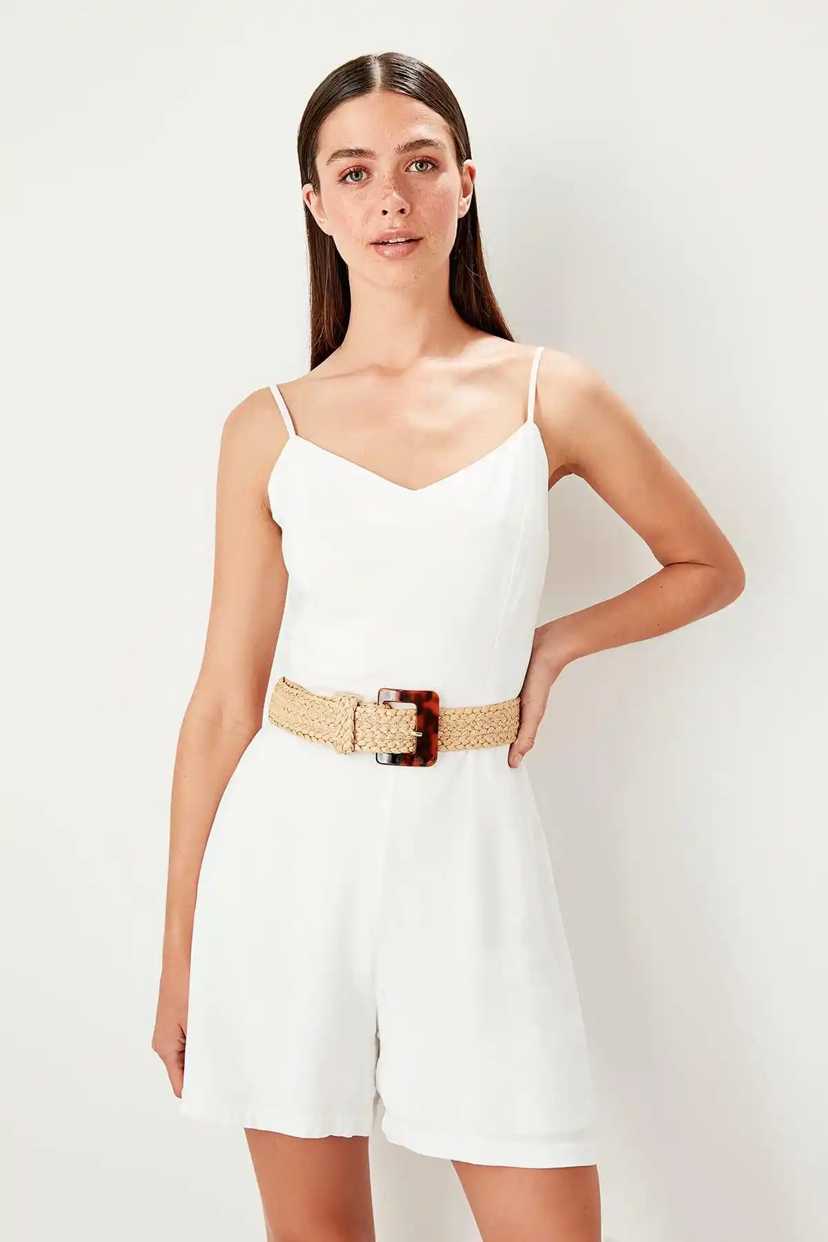 white halter jumpsuit