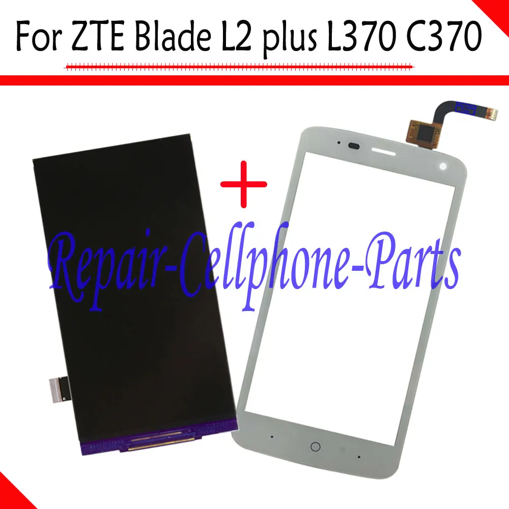 White 100% New LCD DIsplay + Touch Screen Digitizer Replacement For ZTE Blade L2 plus / L370 C370 Free shipping | Мобильные телефоны