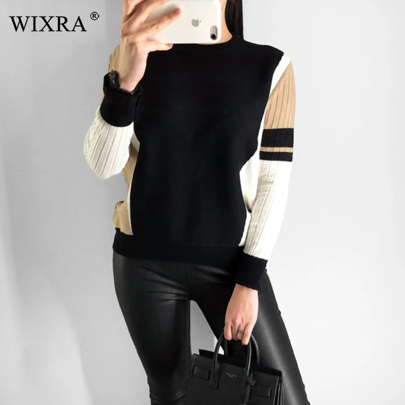 

Wixra Winter Spring Autumn O Neck Soft Knit Sweater For Women Long Sleeve Pullovers Sweaters Womens Clothing