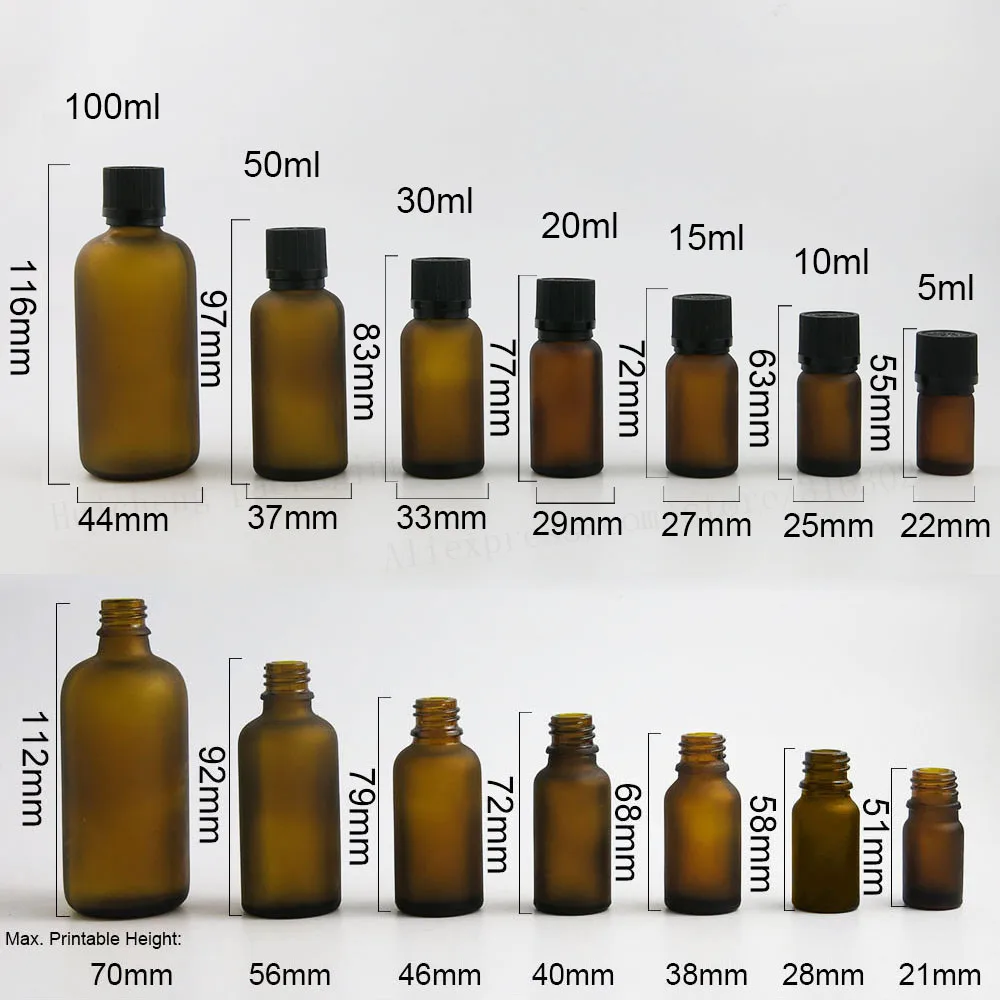 200x10 ml kaca amber botol minyak esensial dengan anak topi bukti tamper jelas 1/3 oz bahan penting minyak wadah, Wadah Kaca