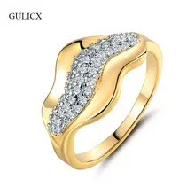 GULICX Luxury Infinity Rings for Women Fashion Design Lip Gold Color Rings For Wedding Crystal Cubic Zirconia Jewelry GLR241