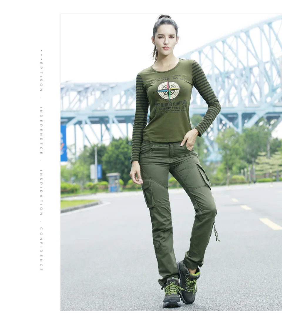 Брюки с карманами и высокой талией, зеленые повседневные женские брюки, военные брюки-карго, хлопковые брюки, плиссированные брюки на молнии, Капри прямого кроя