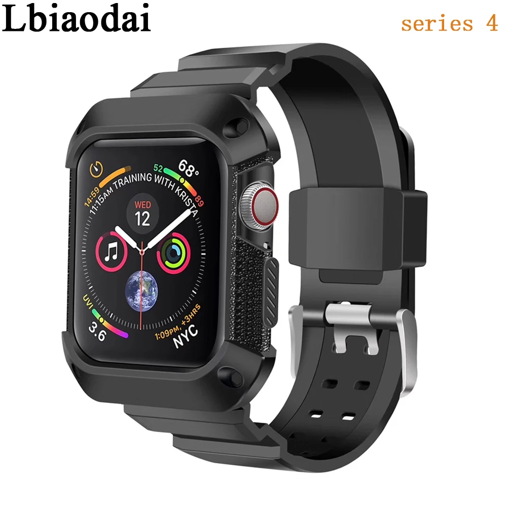 

EIMO Watch strap + case For Apple Watch band Rugged Protective Cover for Apple Watch 44mm 40mm iwatch Series 4 bracelet Belt