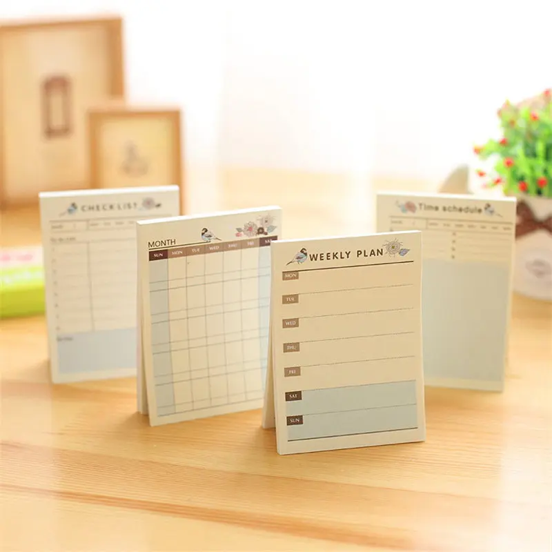 

Korean Monthly Weekly Checklist Memo Pad Stationery Store Post it Office Sticky Note Kawai Notepad Day Week Plan Planner Sticker