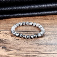 LIVVY 8 мм вулканическая лава Камень Натуральной энергии браслет жемчужная веревка Пьер браслет мужчины и женщины режим Подарочный браслет AS407