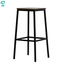 95377 Barneo N-301 высокий барный табурет черный металлический стул с деревянным сидением стул для кафе стул дизайнерский стул для улицы табурет для лофта стул барный в Казахстан по России