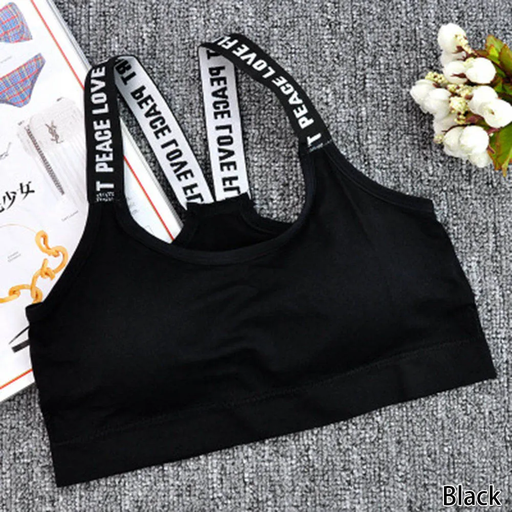 

Letter Print Sports Bra Women Sexy Breathable Fitness Yoga Sportswear Straps Gym Fitness Padded Push Up for Followers